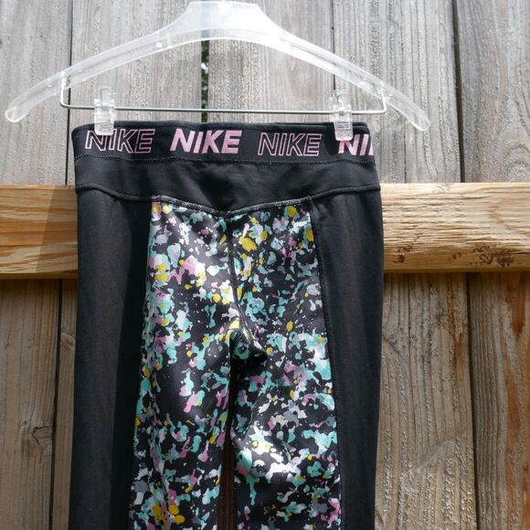 Nike Dri-Fit Training Leggings Girl's Size Medium Color Spatter Running - Picture 7 of 8